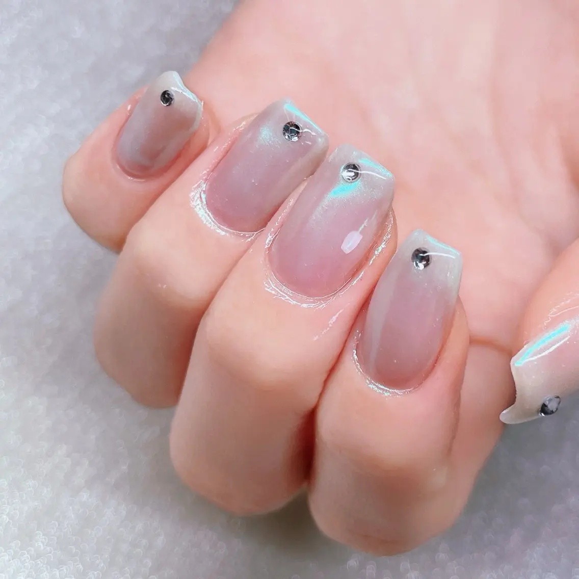 ネイル 長さ出し ストーンネイル ハンドネイル Nailist suzuのネイルデザイン