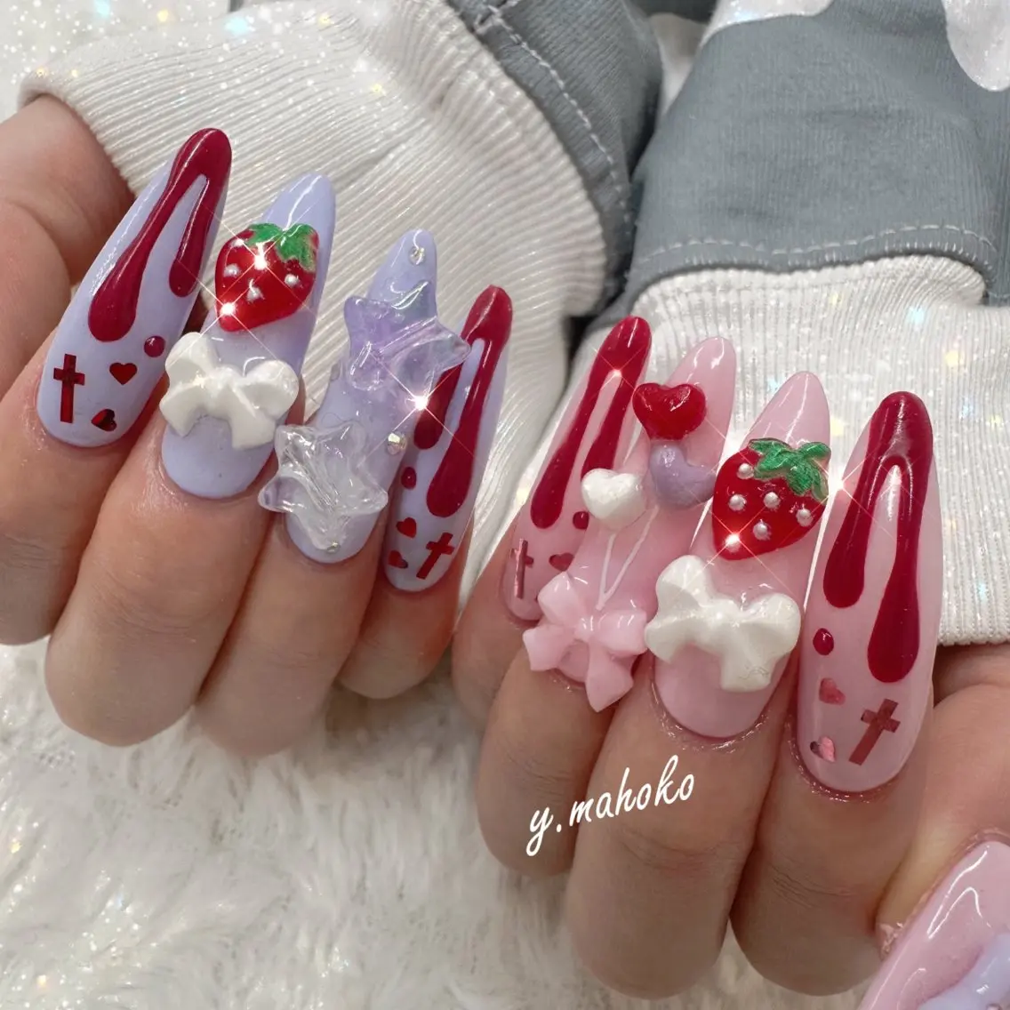 ネイル 持ち込み ハンドネイル パラジェル有/ 長さだし/mahoのネイルデザイン