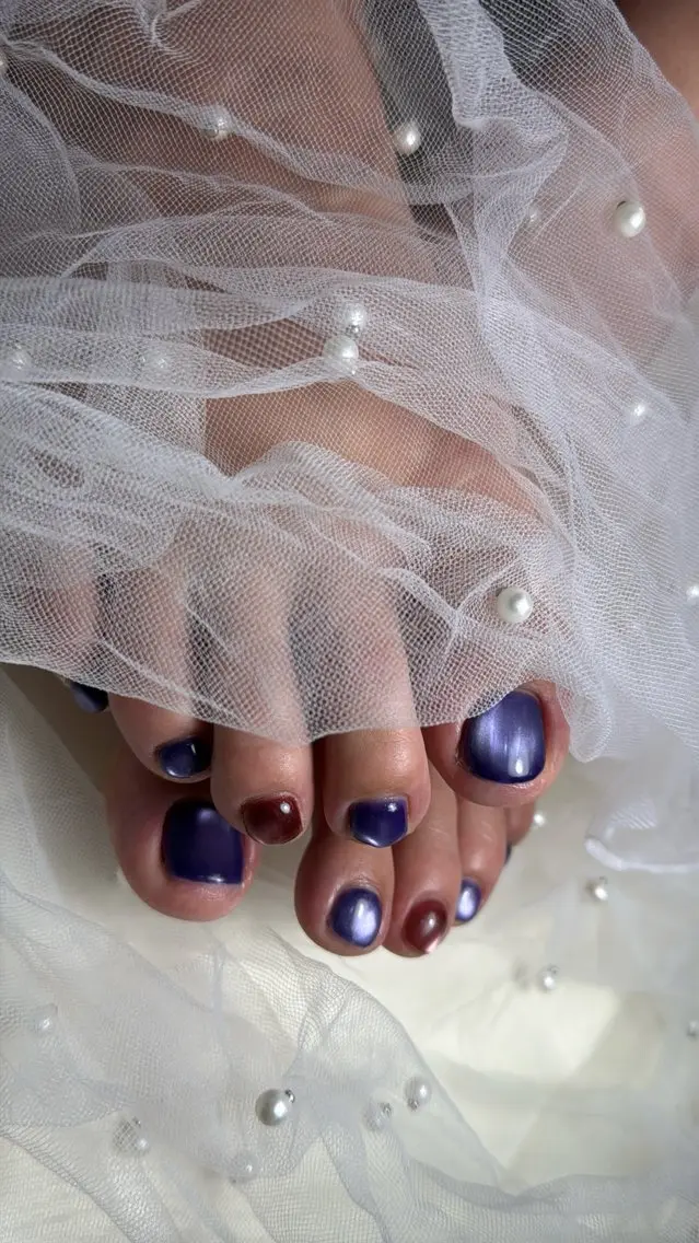 ネイル フラッシュネイル フットネイル フレンチネイル 韓国ネイル マグネットネイル フットネイル SAKU nail 作島茜のネイルデザイン