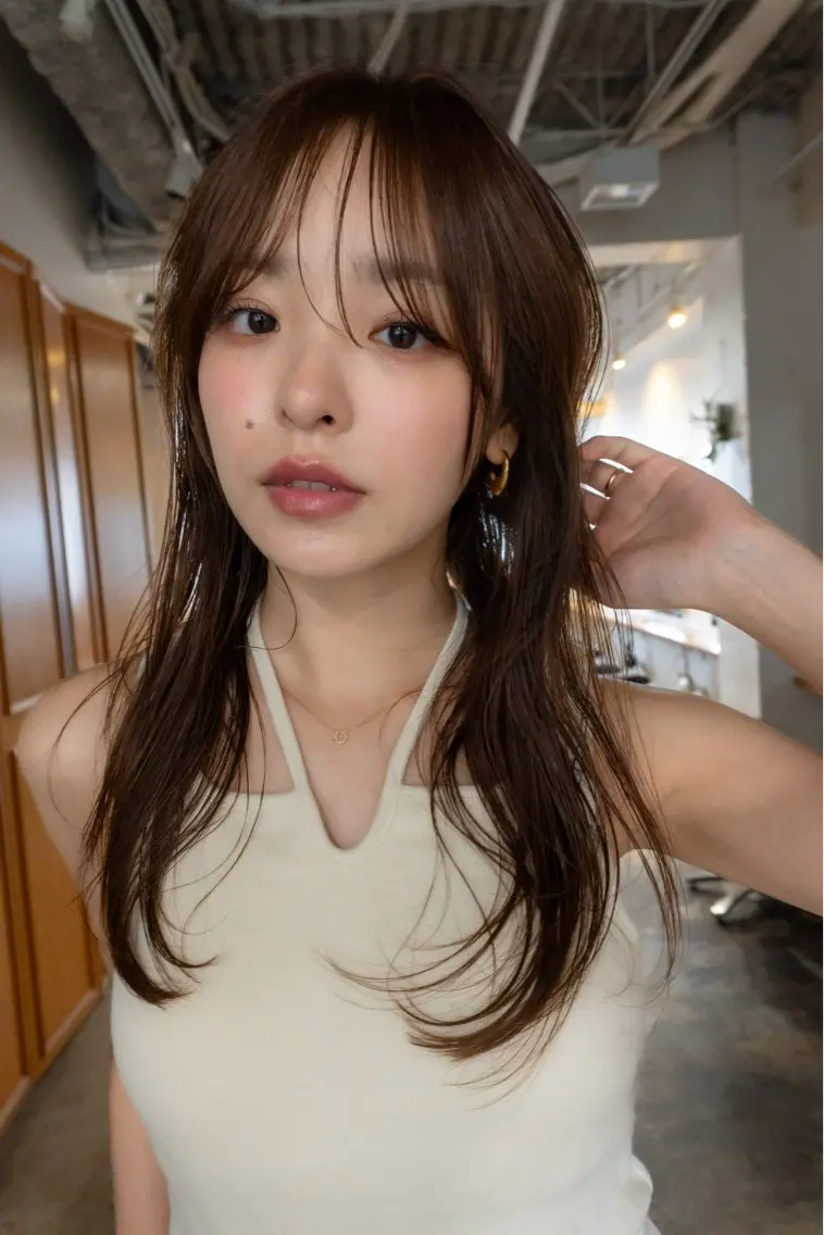 セミロング カラー 透明感カラー 顔まわりレイヤー 韓国風ヘア レイヤーカット 似合わせカット カット ヘアカラー トリートメント レイヤー/似合わせ TAKUYAのヘアスタイル