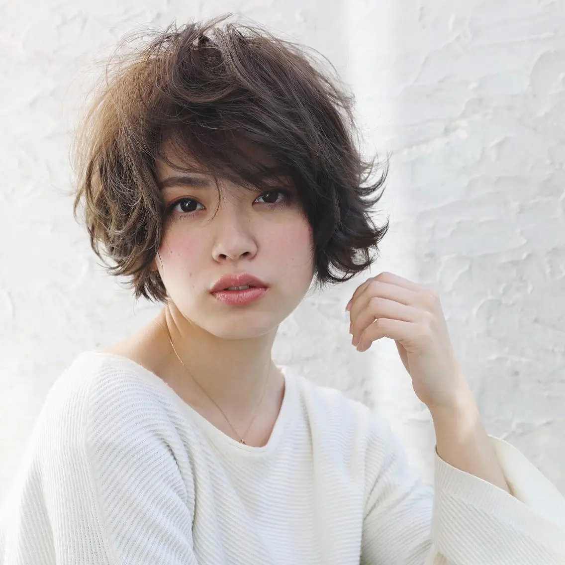 ショート ハイライト 髪質改善 小顔カット Endearing 銀座/レイヤーカットのヘアスタイル