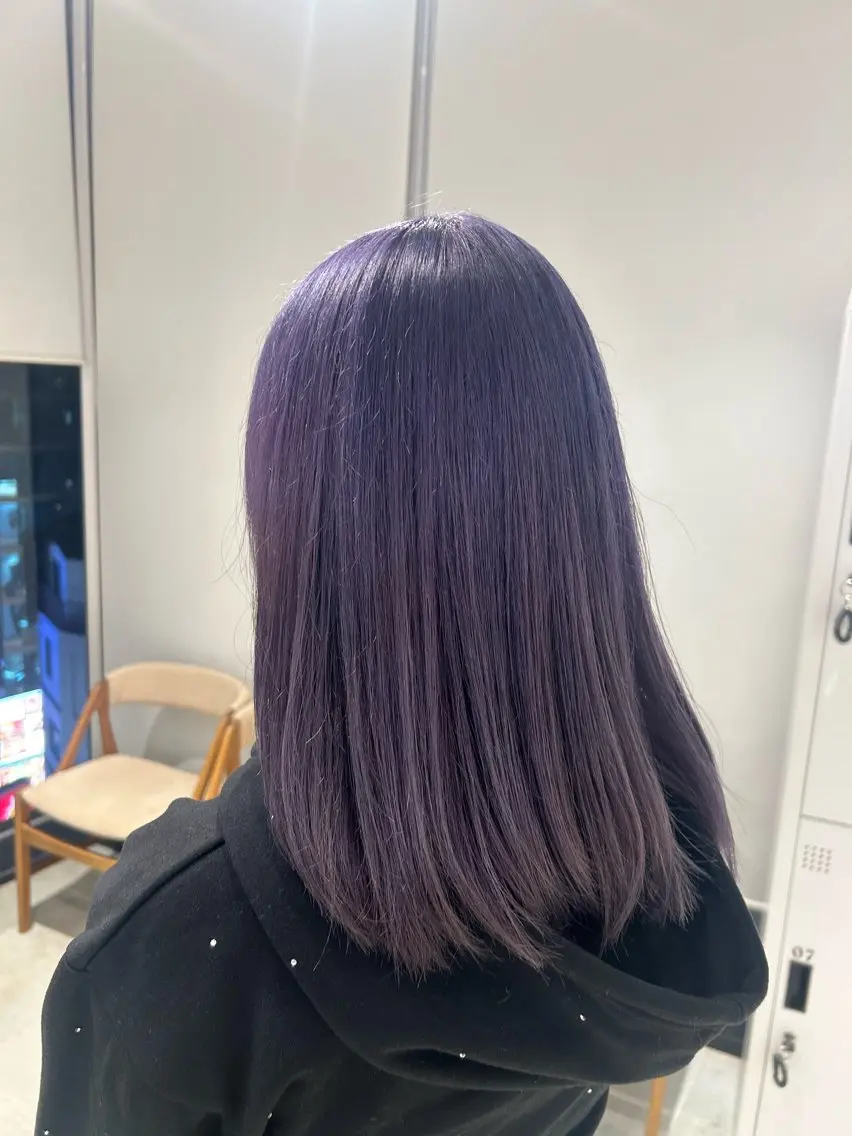 ミディアム カラー ブリーチ ラベンダーカラー カット ヘアカラー ピンク/ベージュ /似合わせ/田島百華のヘアスタイル