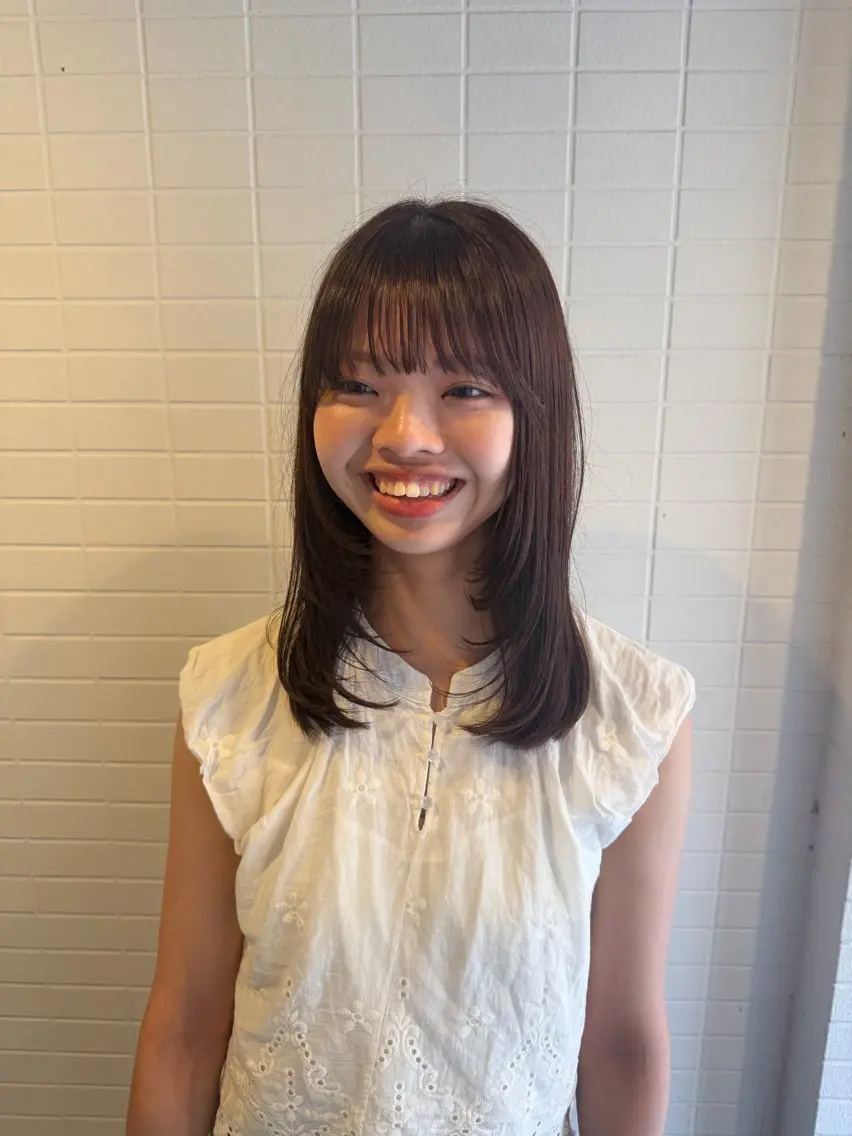 ミディアム 顔周りカット レイヤーカット haruna / 京都美容室のヘアスタイル