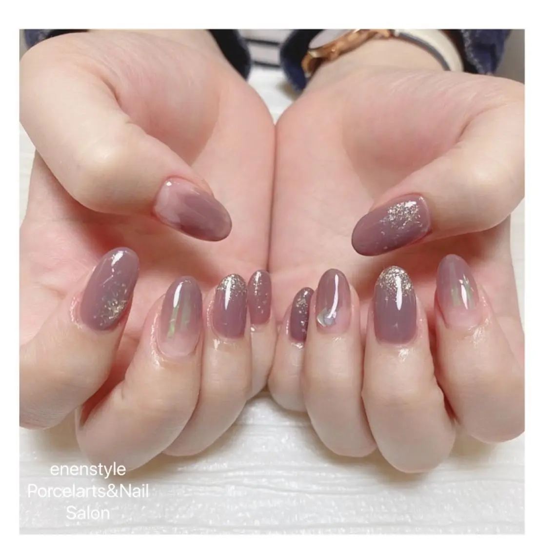 ミディアム ネイル ハンドネイル 🐾enen style 🐾のネイルデザイン