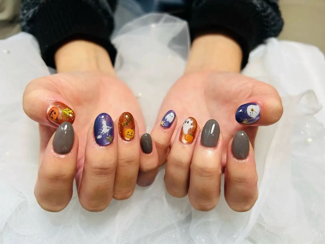 ネイル ハロウィン ハンドネイル 🍒 すみれ🍒のネイルデザイン