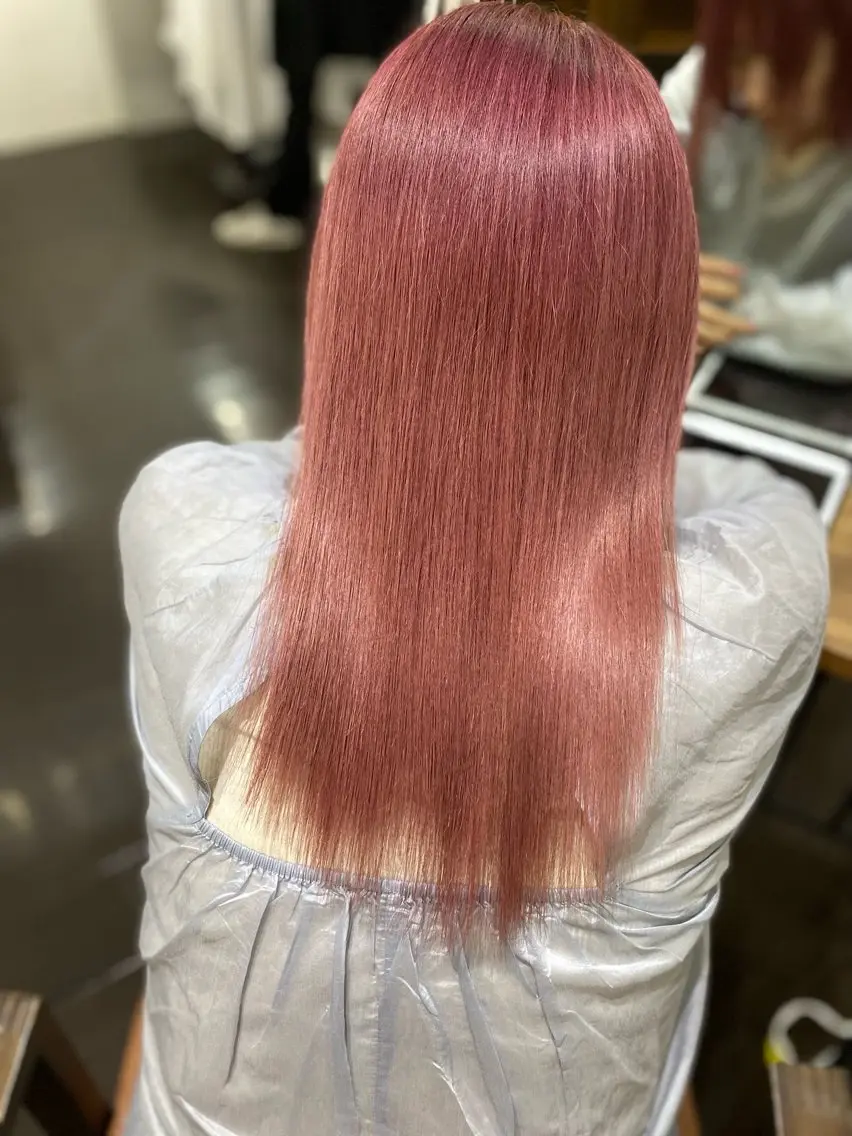ミディアム カラー ベージュカラー ブリーチ ピンクカラー ピンクベージュ 透明感カラー名駅 名駅みゆのヘアスタイル