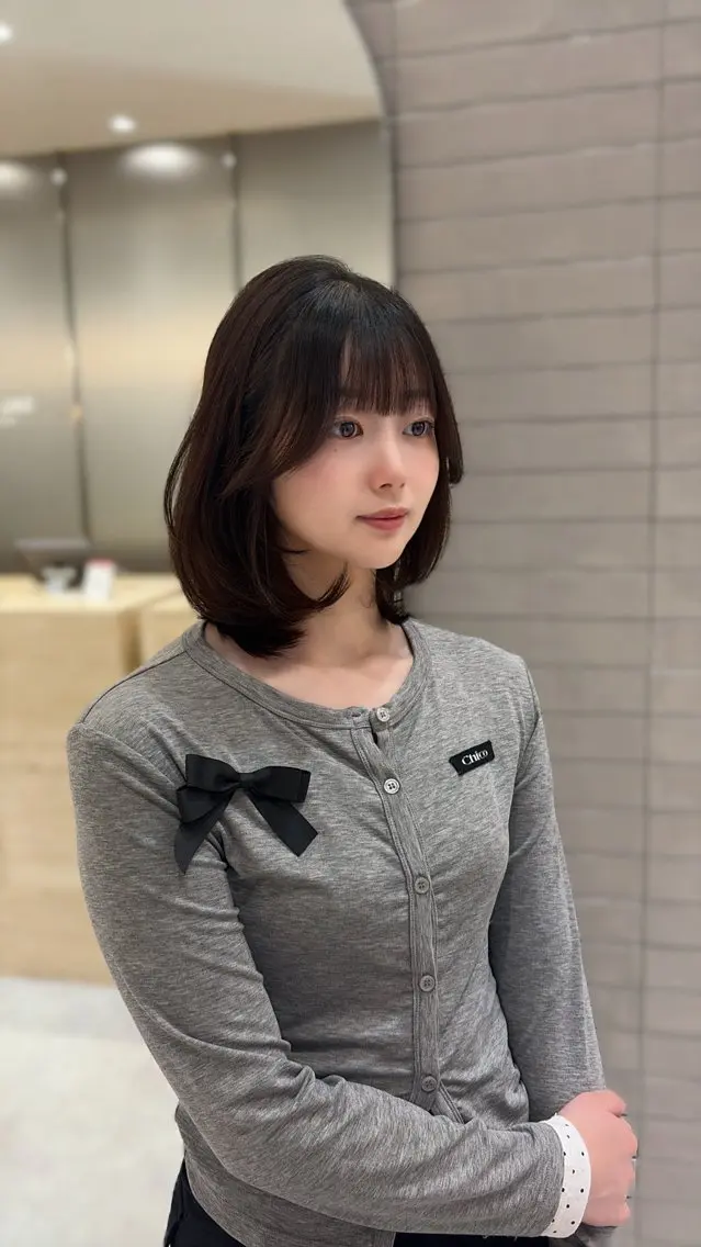 【小顔見え🎀】顔周りcut➕透明感カラー➕3STEPトリートメント¥8480の写真