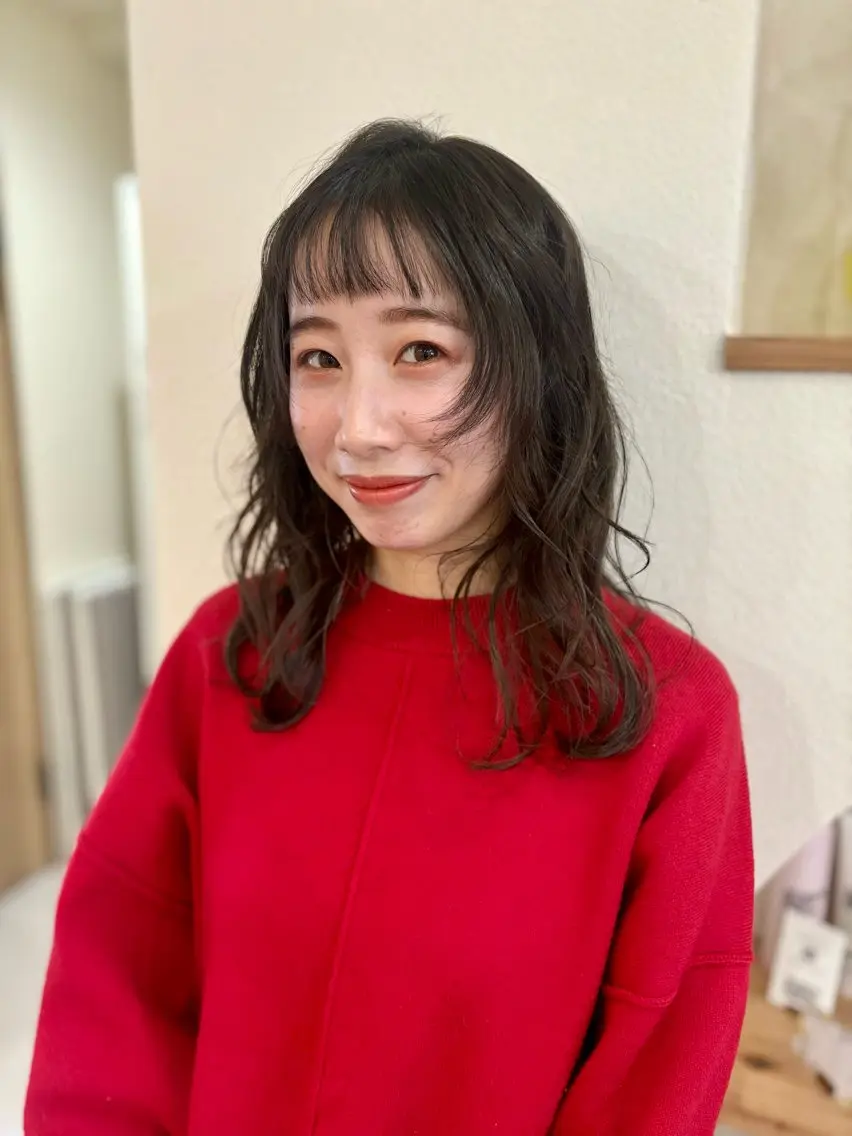 ミディアム 姫カット レイヤーカット オン眉 トリートメント 大阪ヴィーガンサロン KANAKOのヘアスタイル