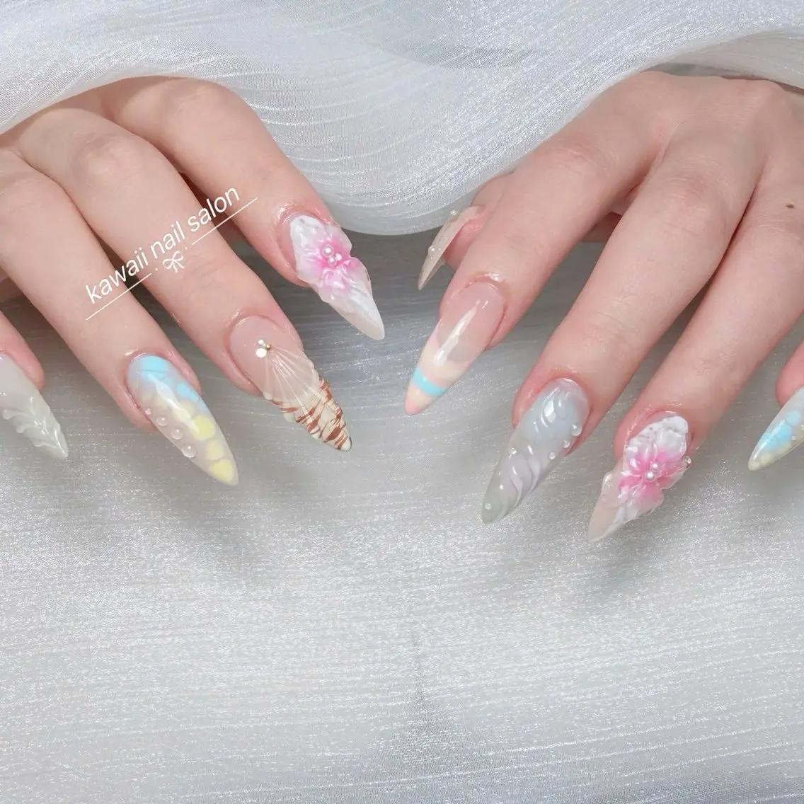 ネイル チークネイル 長さ出し フレンチネイル グラデーション 韓国ネイル Kawaii Nail Salonのネイルデザイン