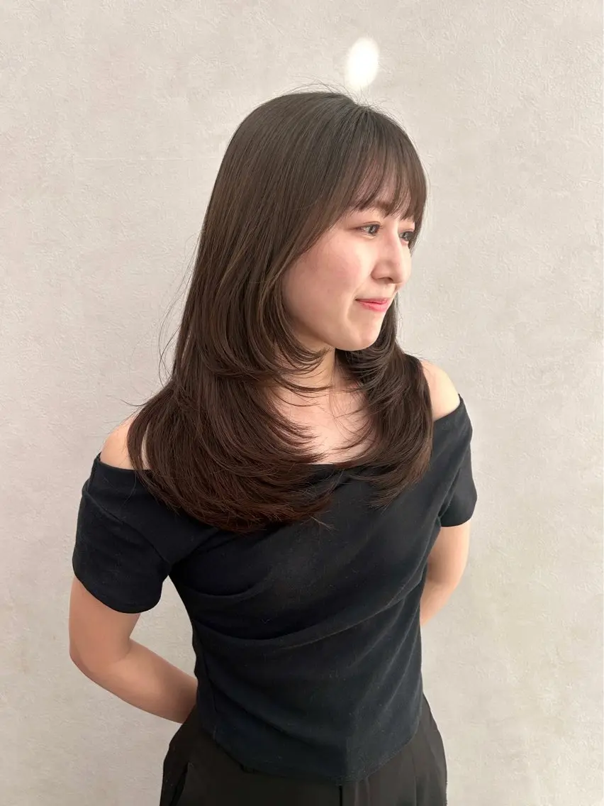 ミディアム カット ヘアカラー トリートメント 横浜/韓国レイヤー /透明感カラー🌷のヘアスタイル