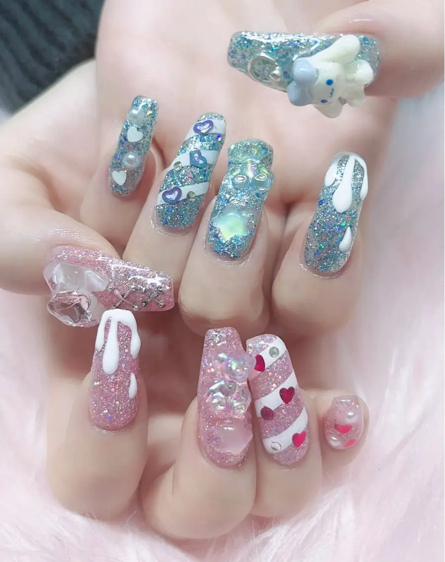 ネイル フットネイル ハート キラキラネイル 韓国ネイル スカルプネイル ハンドネイル MoonNail ユリ🌸のネイルデザイン