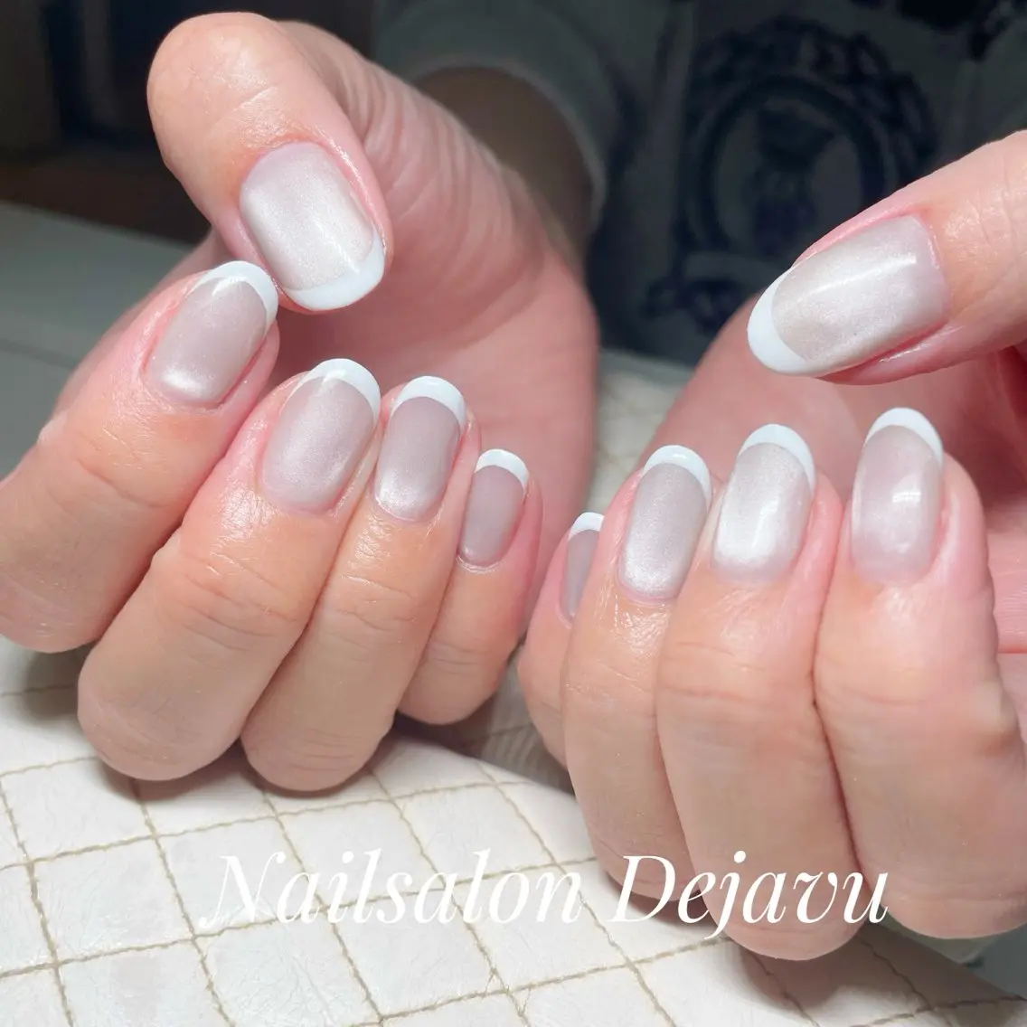 ネイル フレンチネイル ビー玉ネイル ハンドネイル Nail salon Dejavu 🌿のネイルデザイン