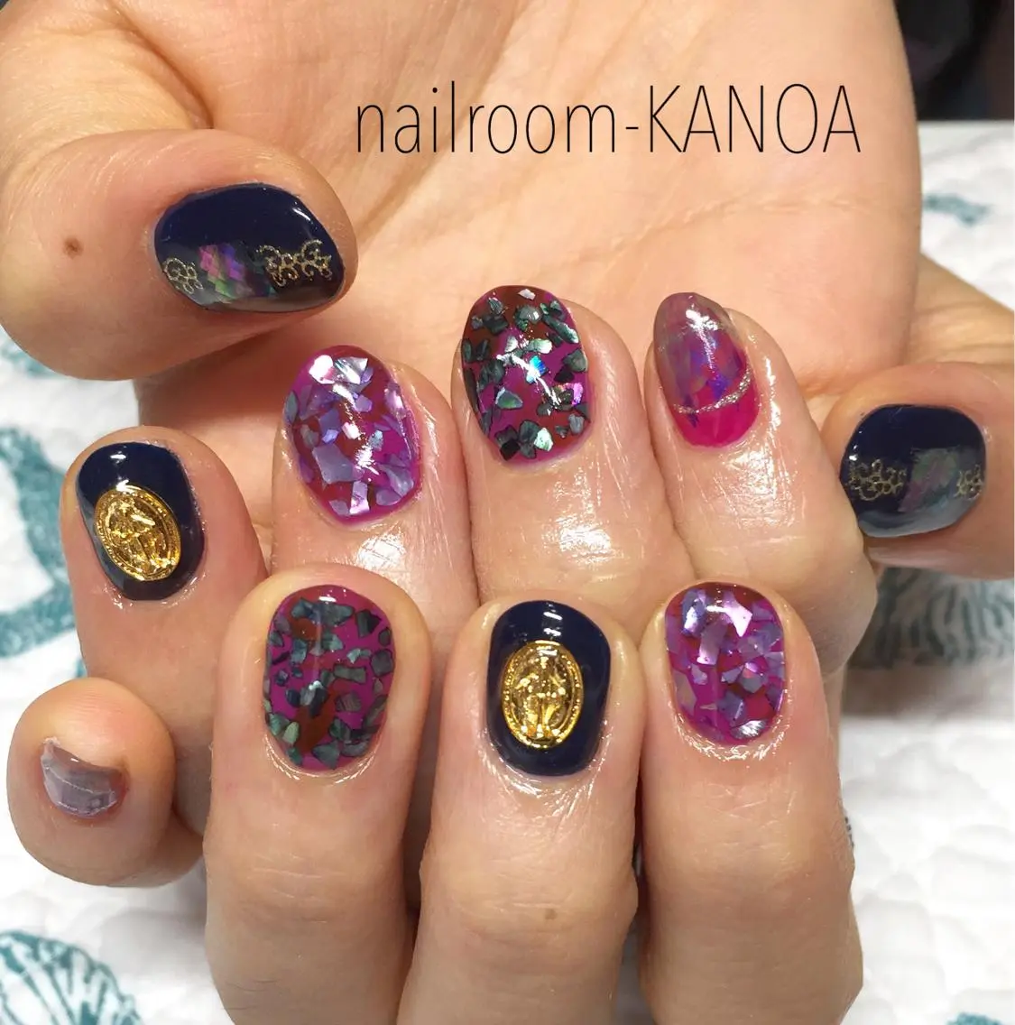 ショート ネイル ボルドー ネイビー nailroom- KANOAのネイルデザイン