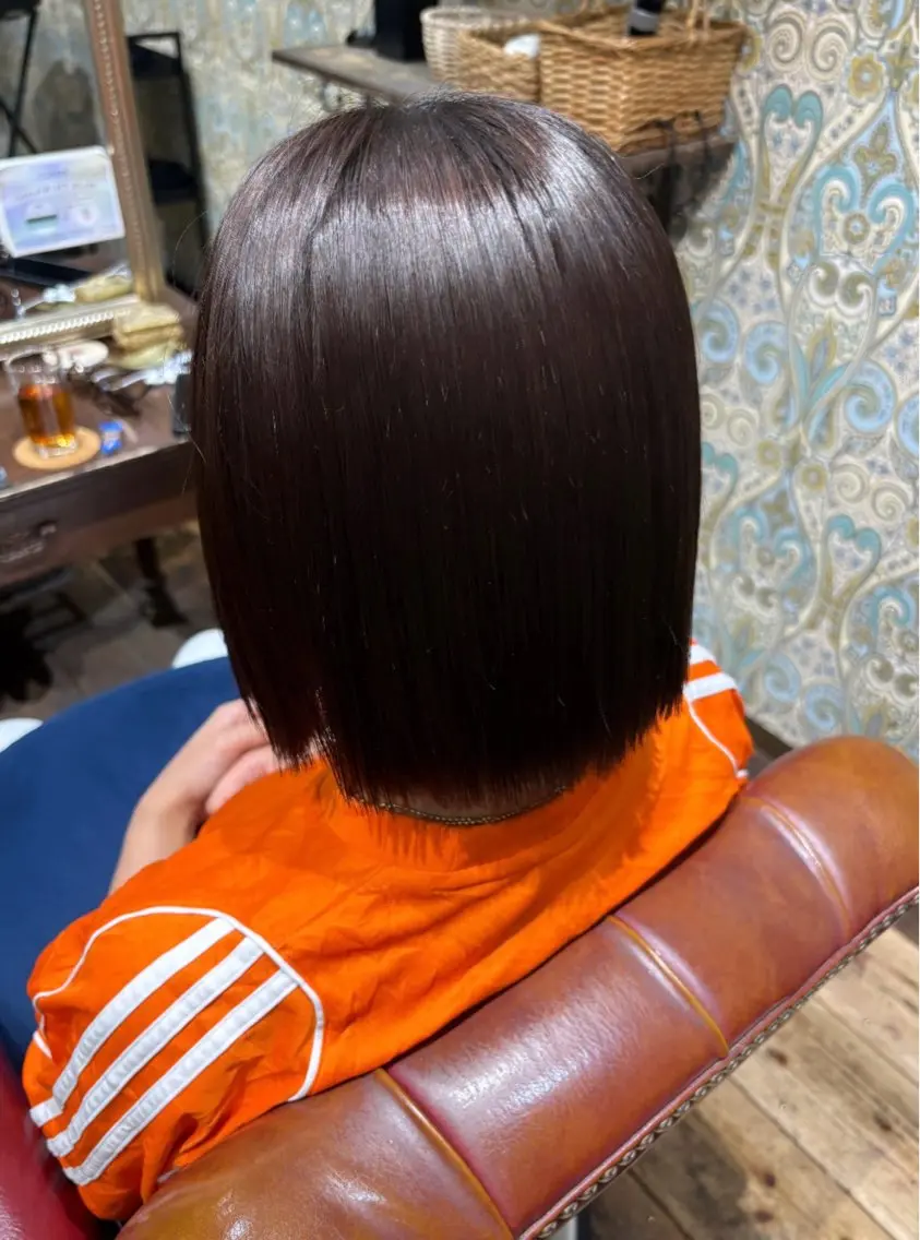 ショート パーマ カット 縮毛矯正 トリートメント なぎさ 🎀 / 透明感カラー/心斎橋のヘアスタイル