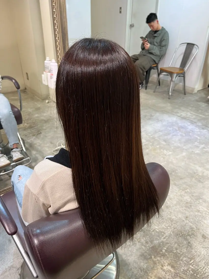 ロング カラー ヘアカラー トリートメント フェザーパーマ🌙 毛流れ yuzukiのヘアスタイル