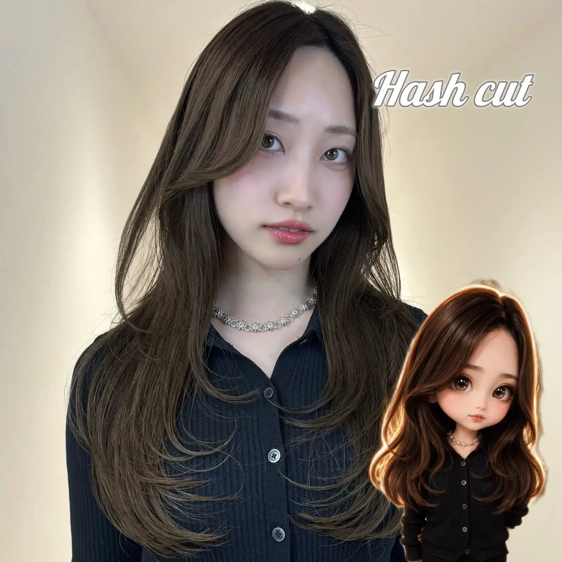 ロング くびれヘア 顔周りカット ハッシュカット カット ヘアカラー トリートメント 韓国レイヤー🇰🇷 /ハッシュ/タカトのヘアスタイル