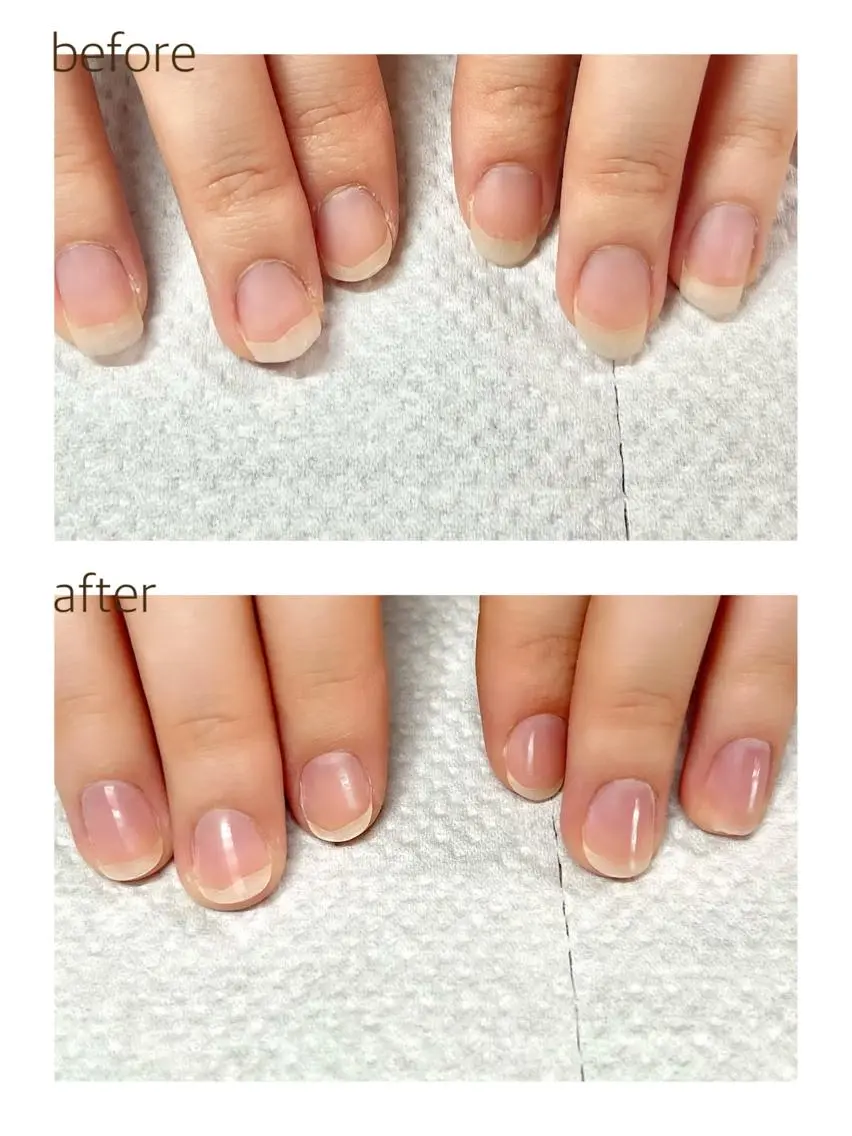 Hand Care𓂃꙳⋆ ハンドケア(甘皮処理、形の整え、爪磨きによるツヤ出し)の写真