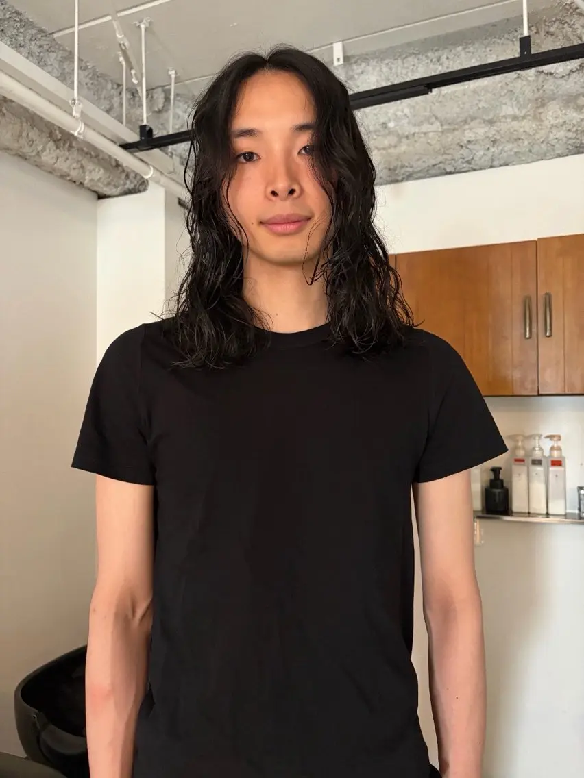 セミロング パーマ メンズ カット パーマ トリートメント 村上雅人 ナチュラルモードのヘアスタイル