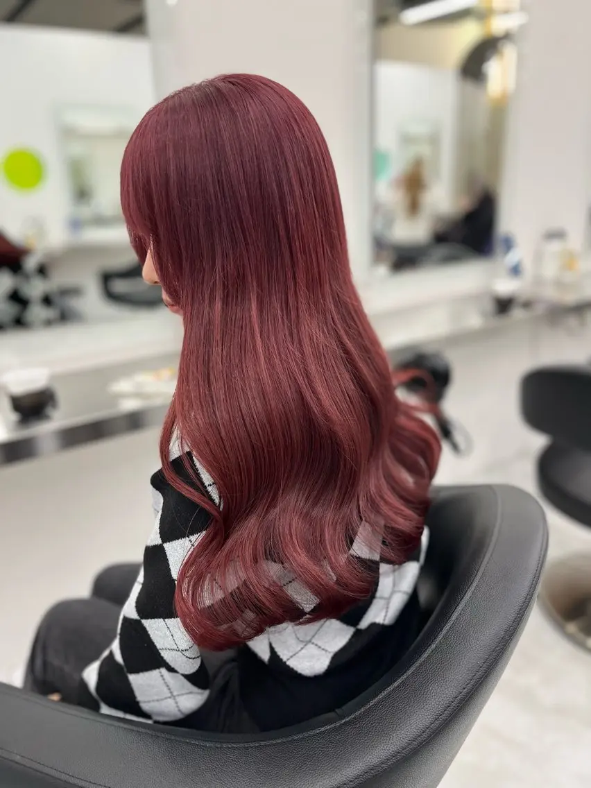 ロング ヘアカラー トリートメント ヘッドスパ ヘアセット 🍒韓国暖色ヘア NO.1🍒🪽のヘアスタイル