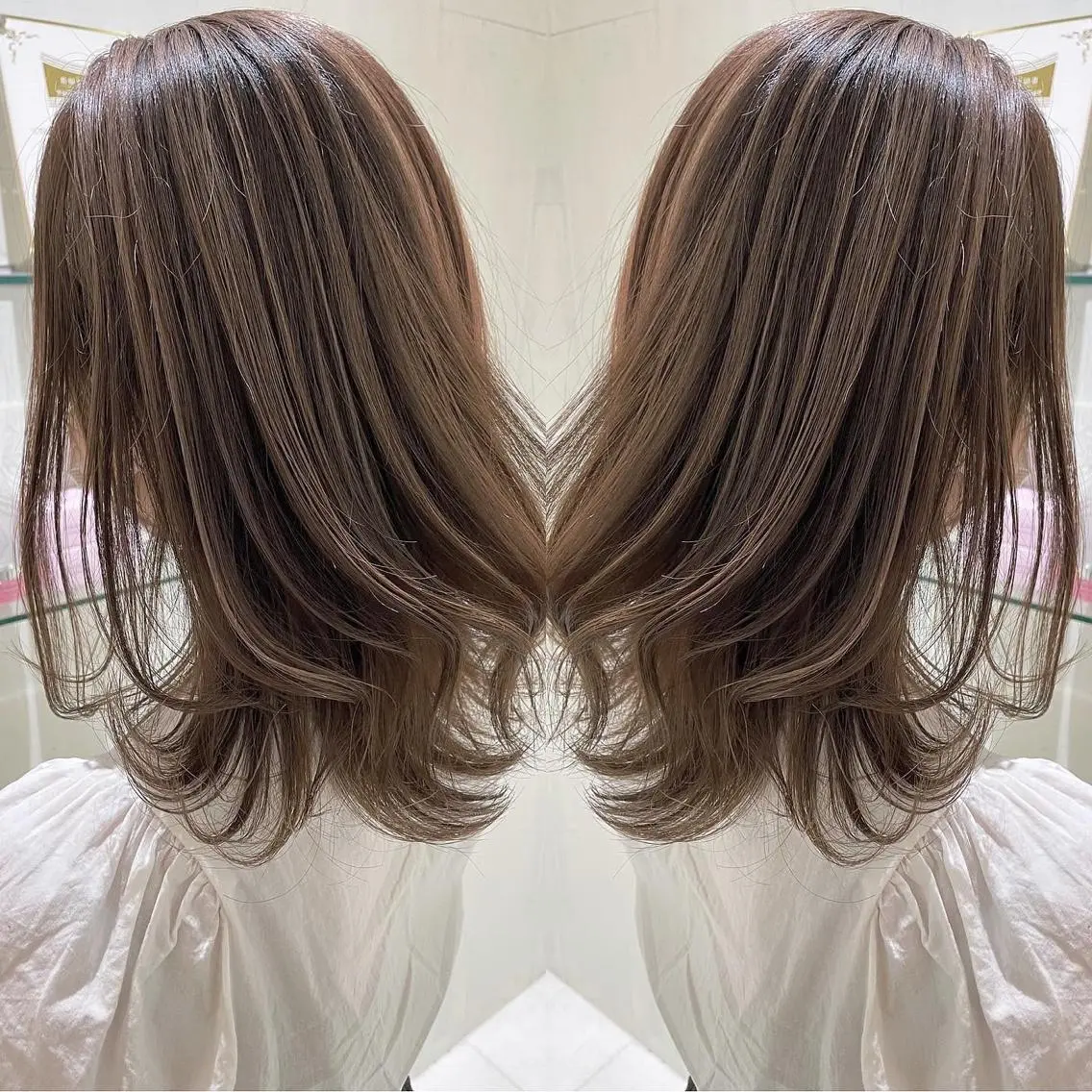 セミロング カラー アッシュ 外国人風カラー レイヤーカット ヘアカラー トリートメント 河合秀明/ショート /ボブ/レイヤーのヘアスタイル