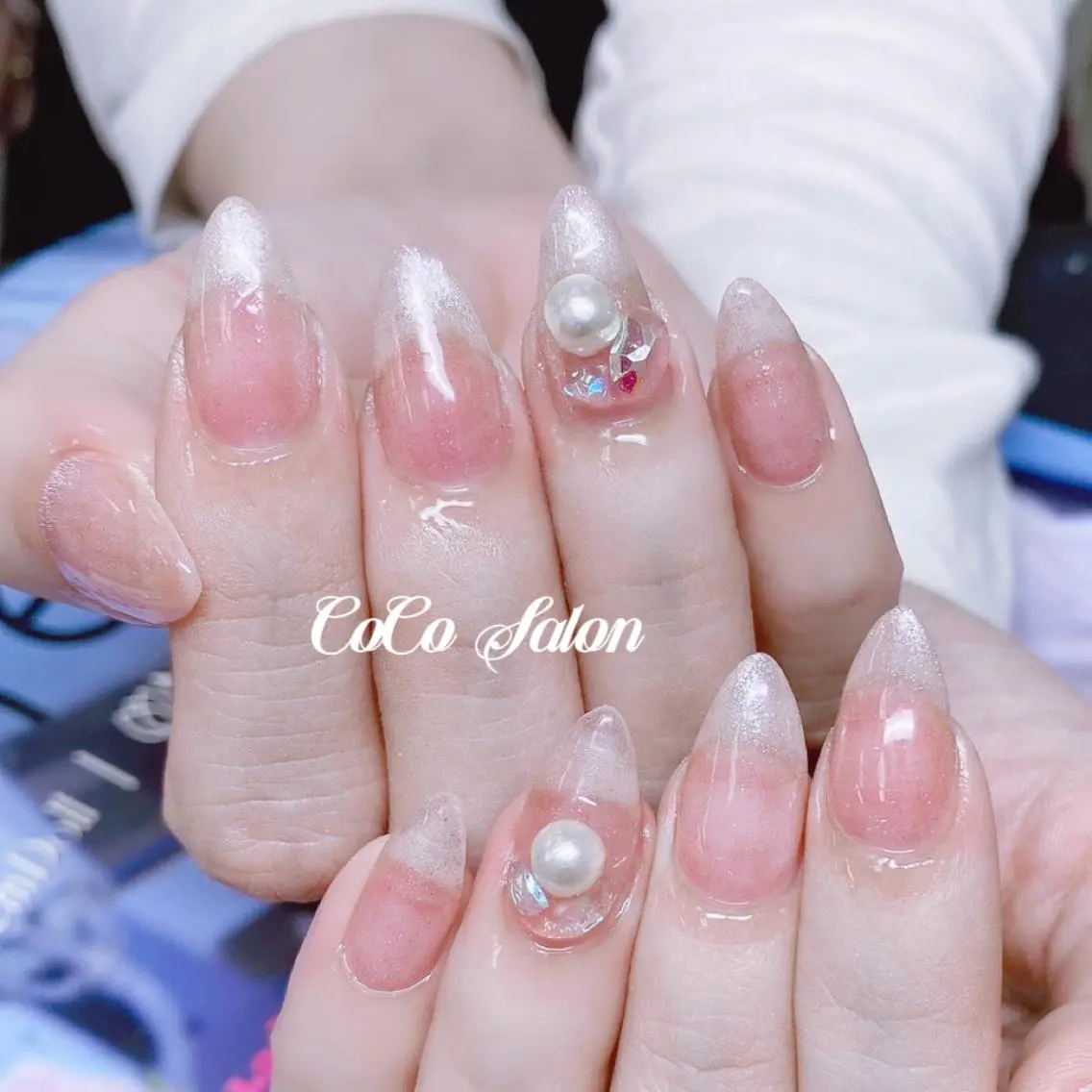 ネイル 長さ出し ジェルネイル グラデーション 韓国ネイル マグネットネイル ハンドネイル CoCoSalon ネイル/まつ毛予約のネイルデザイン
