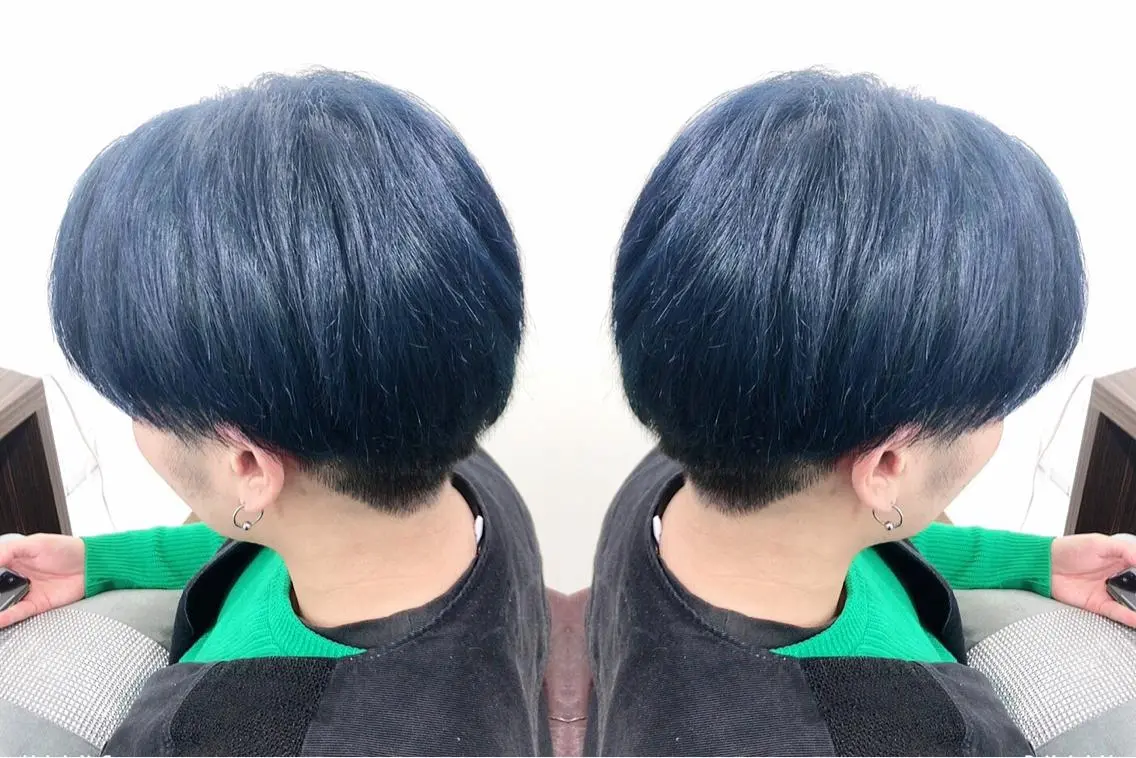 ショート カラー メンズ マッシュ ブルーカラー ネイビーカラー 【eimee】 店長✂️TAKUMAのヘアスタイル