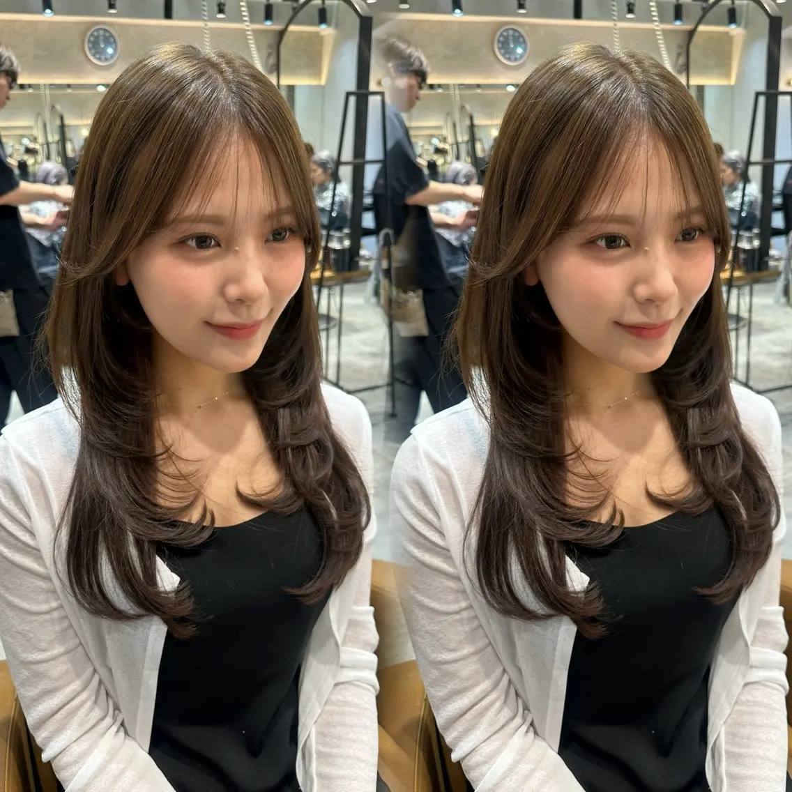 セミロング くびれヘア 顔まわりレイヤー ハイレイヤー 韓国風ヘア レイヤーカット カット ヘアカラー トリートメント ヘアセット 銀座副店長/レイヤー /縮毛矯正/田島のヘアスタイル