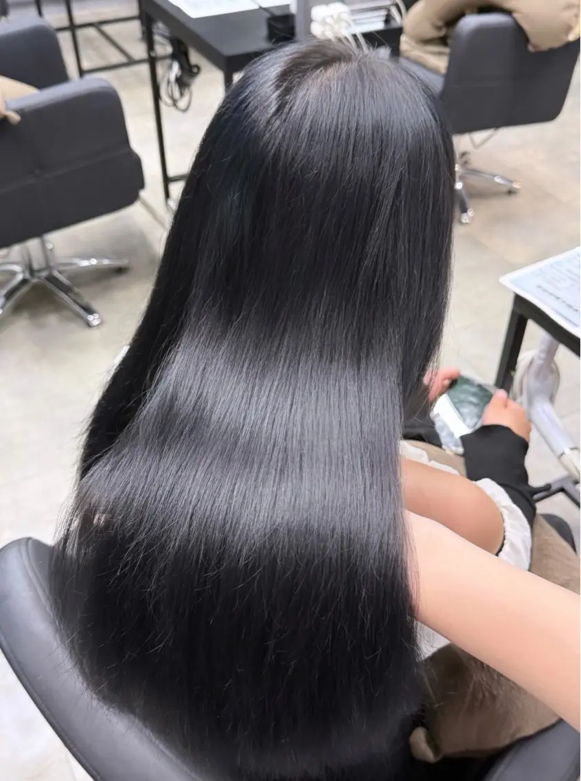 カラー 黒髪 ブルーカラー ブルーブラック 透明感カラー ♡natsumi♡ 透明感カラー🧸🫧のヘアスタイル