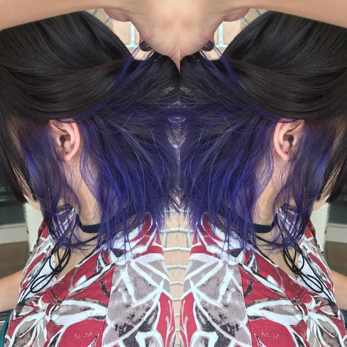 ショート カラー パーマ ヘアアレンジ メンズ キッズ ネイル マツエク・マツパ ブルーカラー ブルーパープル パープルカラー ブルー パープル サロンドミルク 渋谷高比良のヘアスタイル