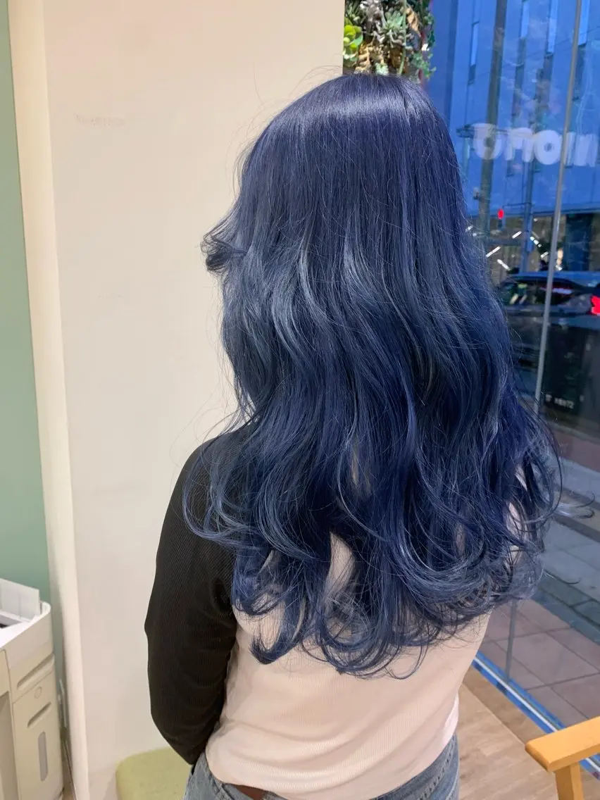 ロング カラー ブルーカラー ハイライトカラー ハイライト Shingo #パーマのヘアスタイル