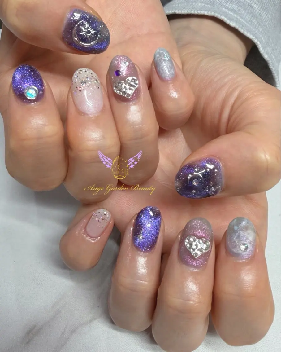 ネイル フラッシュネイル ハート ニュアンスネイル ハンドネイル AngeGarden Beautymihoのネイルデザイン