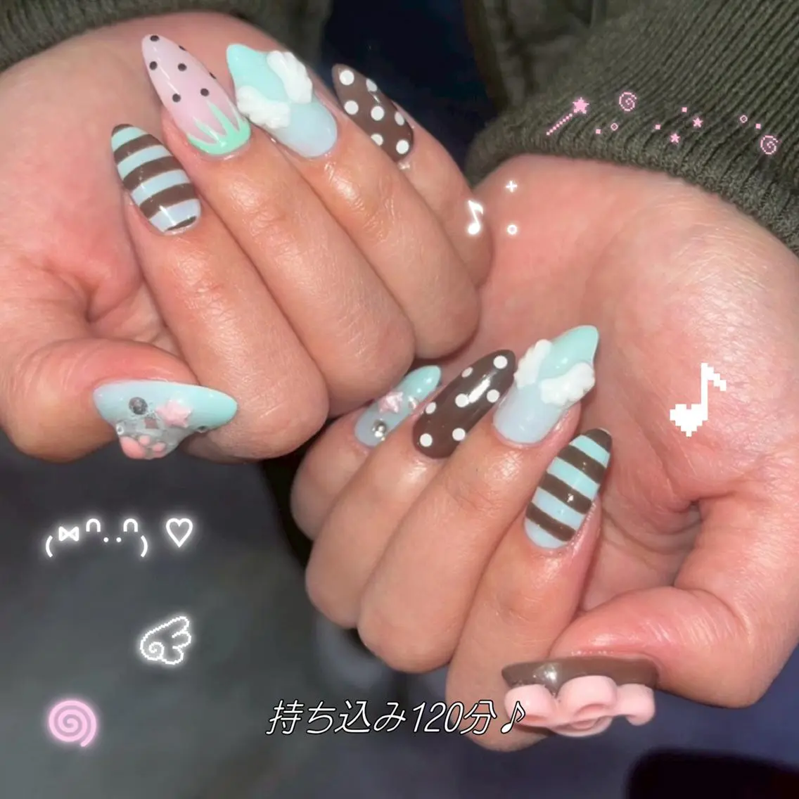 ネイル ハンドネイル フットネイル lili.nail y2k/長さ出しのネイルデザイン
