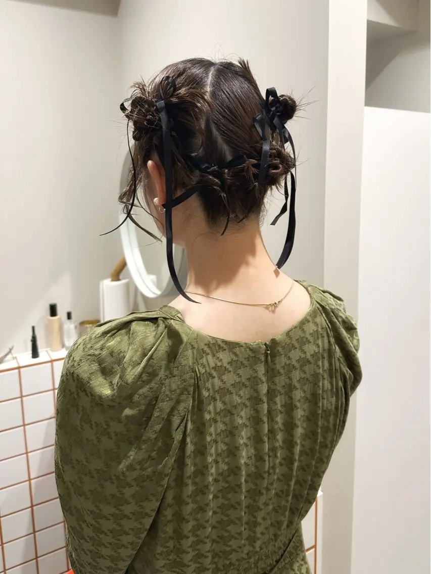 ロング カラー ヘアアレンジ ヘアセット hibiki/セット /透明感カラーのヘアスタイル