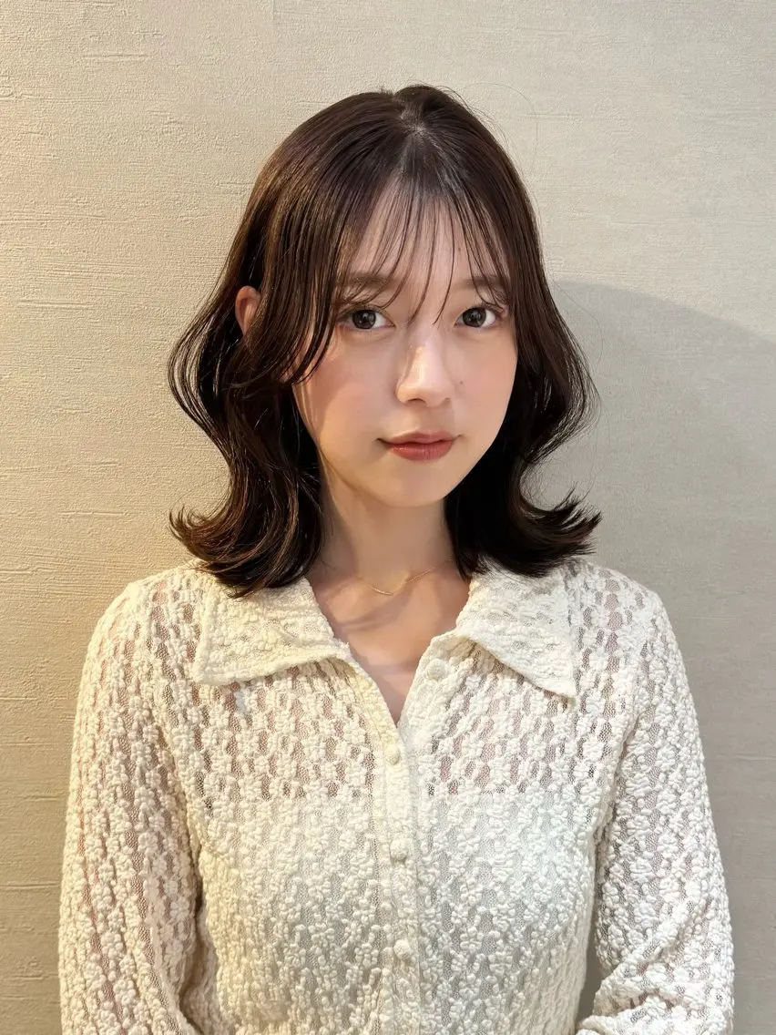 ミディアム カラー ブリーチ ケアカラー ブリーチなしカラー カット ヘアカラー トリートメント ヘアセット 🫧札幌ブリーチなし 透明感カラーゆん🫧のヘアスタイル