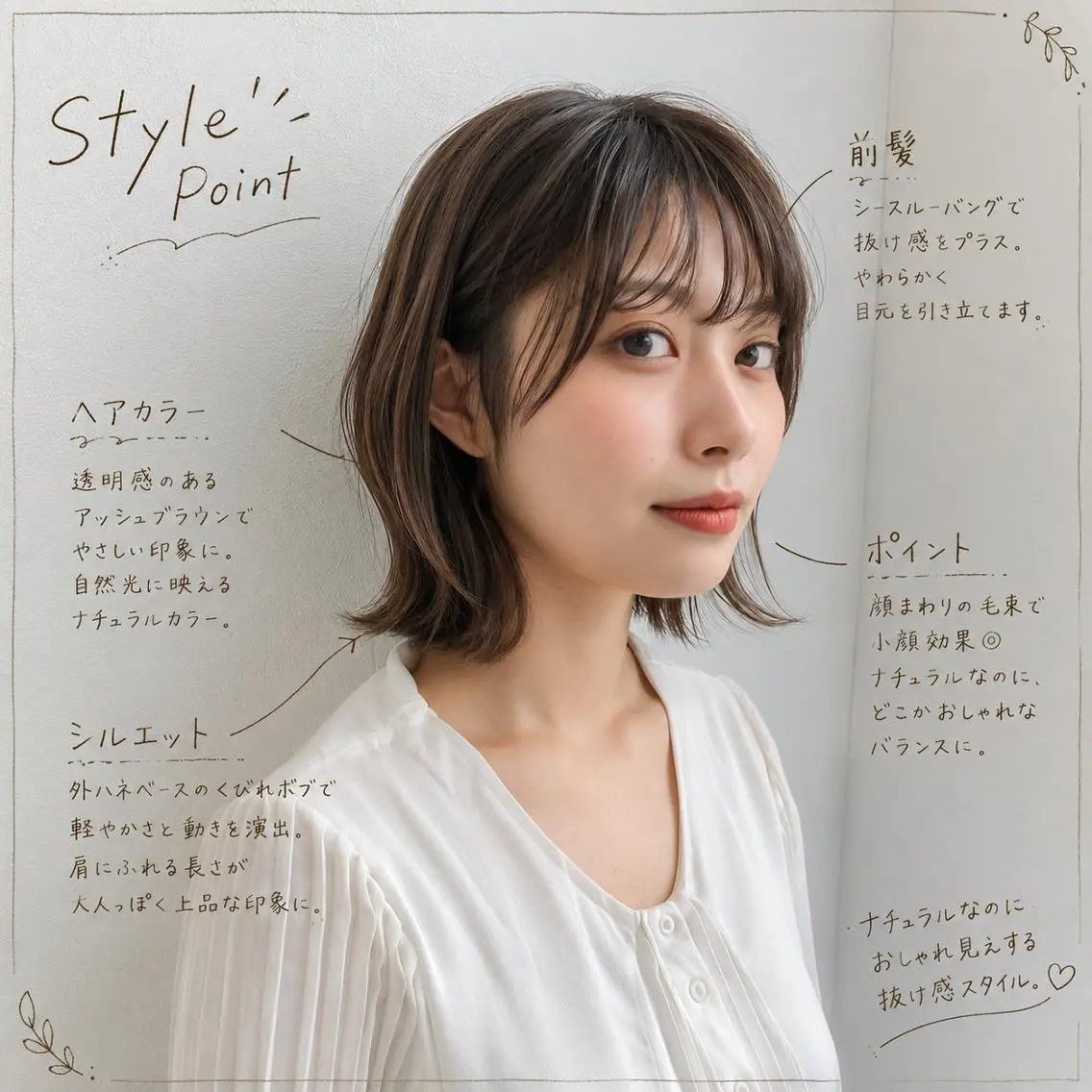ミディアム カット ヘアカラー トリートメント 🌷kuschel オオツのヘアスタイル