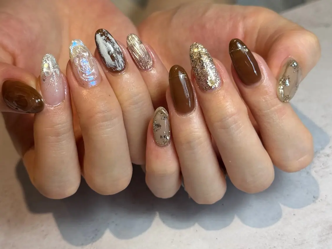 ネイル クリアネイル フラッシュネイル フラッシュマグ フレンチネイル マグネットネイル Luana nailのネイルデザイン
