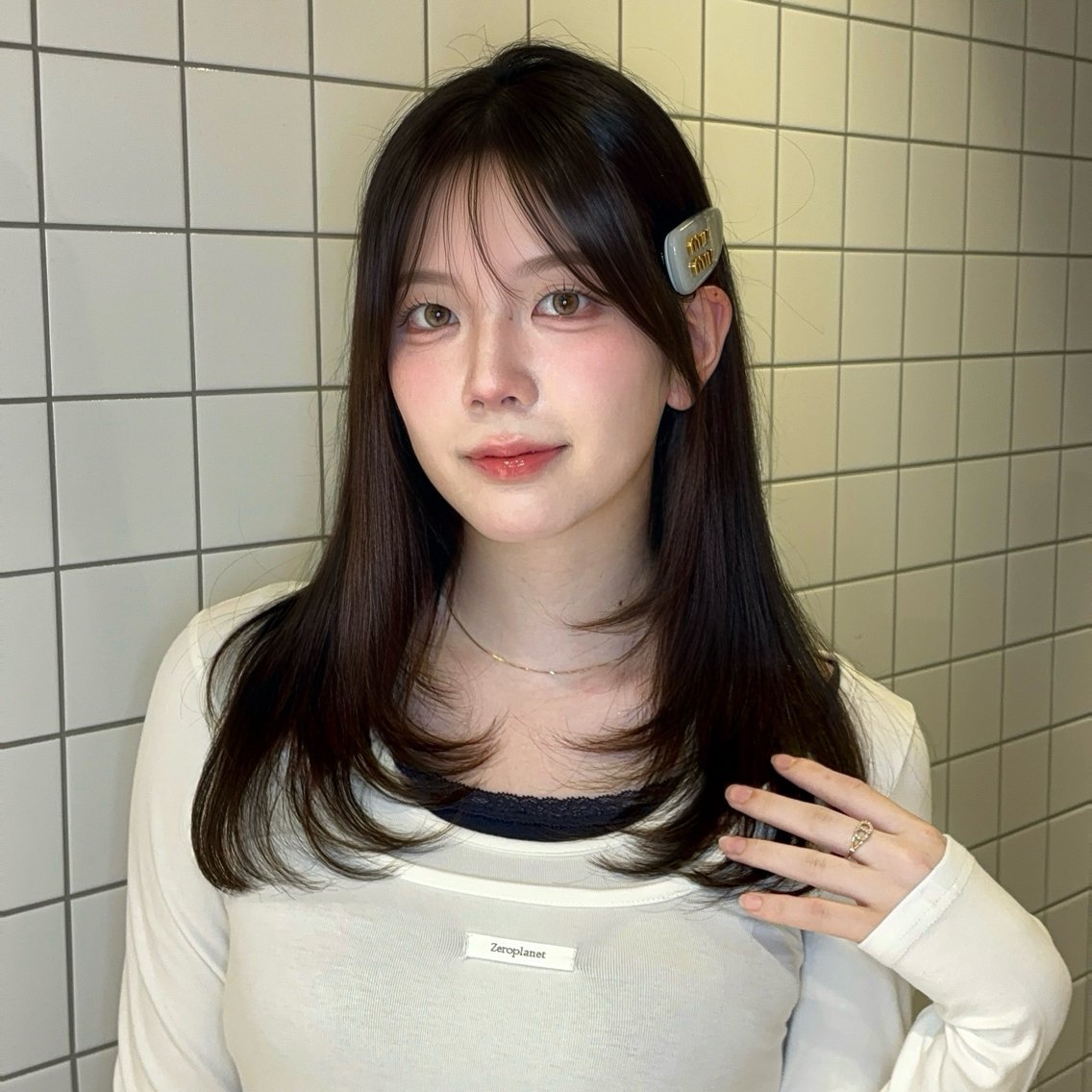 ロング カラー ヘアアレンジ 透明感カラー 韓国風ヘア レイヤーカット ワンホンヘア 韓国ヘア/ワンホン ヘア/Rumiのヘアスタイル