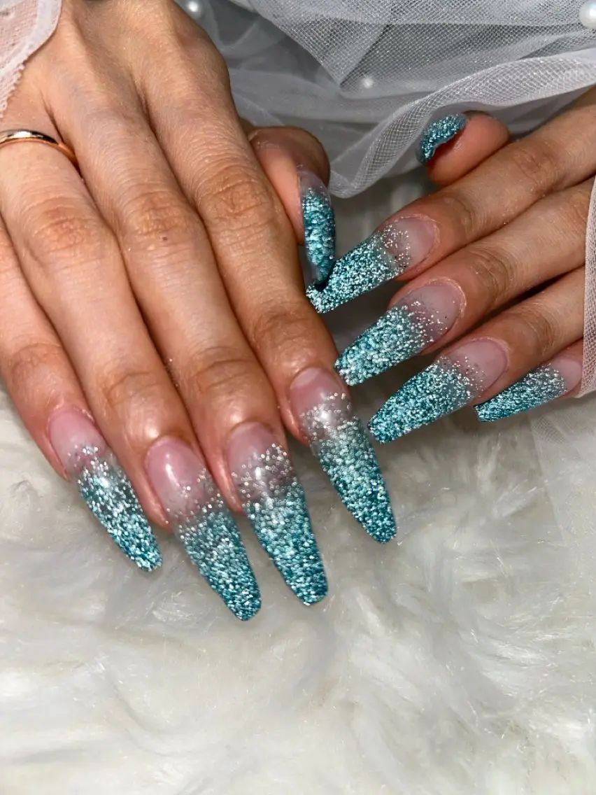 ネイル フラッシュネイル グラデーション 水色 nail salon Lilynのネイルデザイン