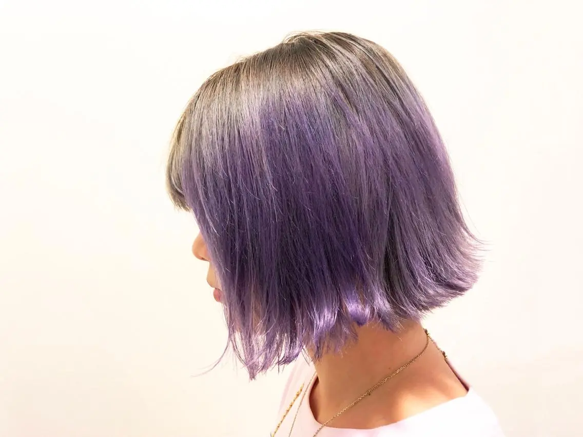 ミディアム カラー ヘアアレンジ ブリーチ パープルカラー ヘアカラー ✨レディース✨ 今だけカット￥０大石のヘアスタイル