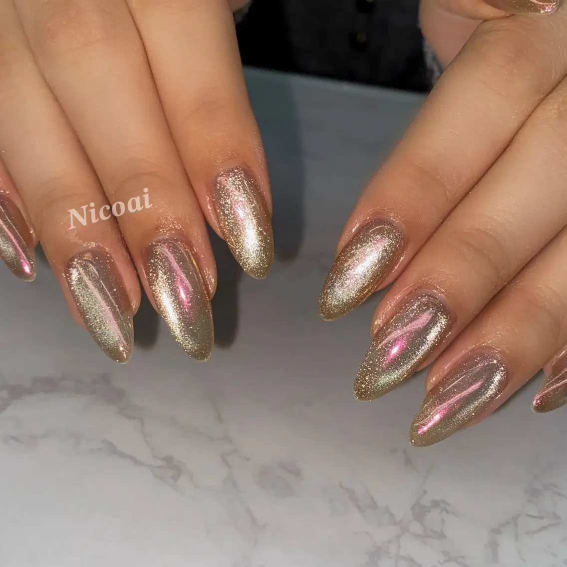 ネイル オーロラネイル ジェルネイル マグネットネイル ニュアンスネイル オフィスネイル NailSalon Nicoaiのネイルデザイン