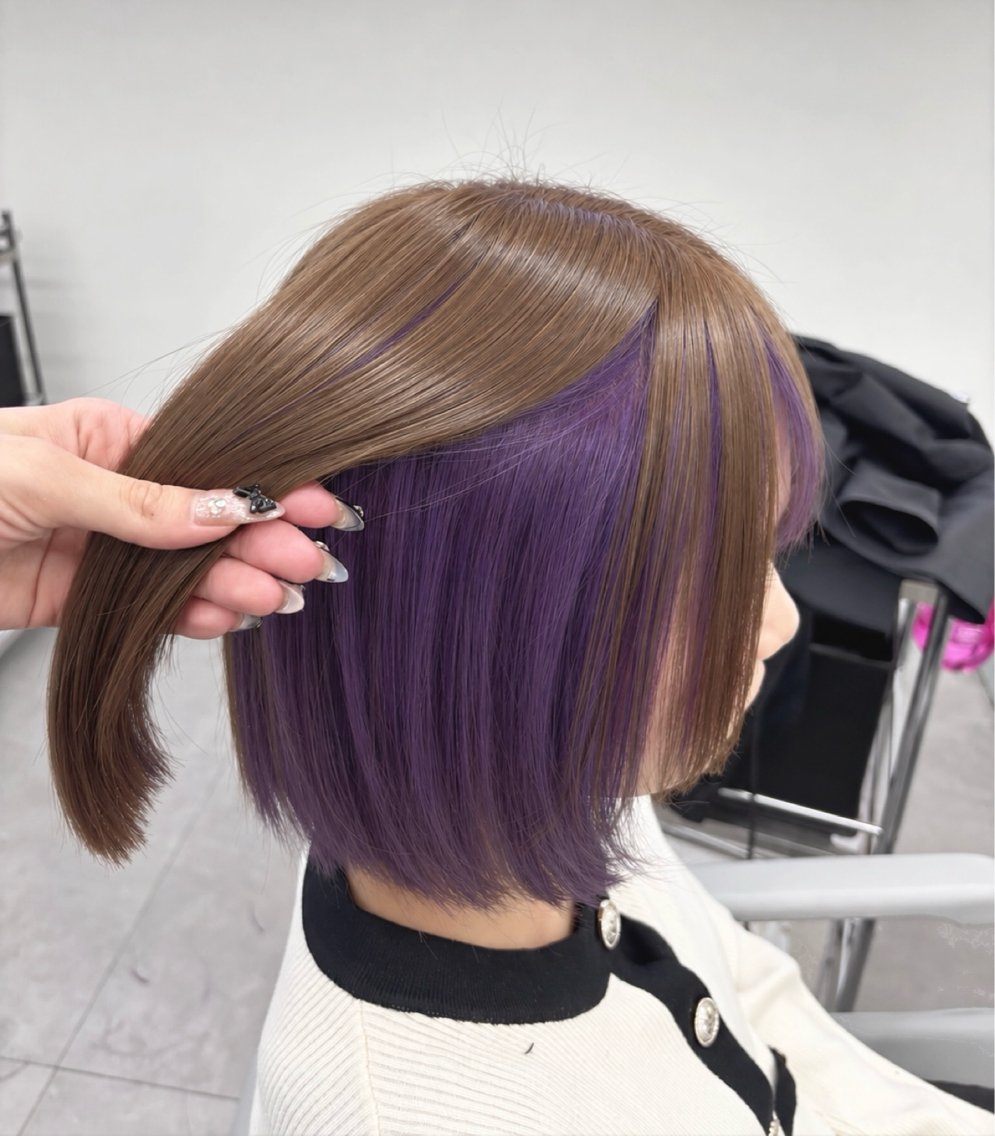 セミロング カラー ヘアカラー ブリーチ/ハイトーン 🤍そな🤍のヘアスタイル