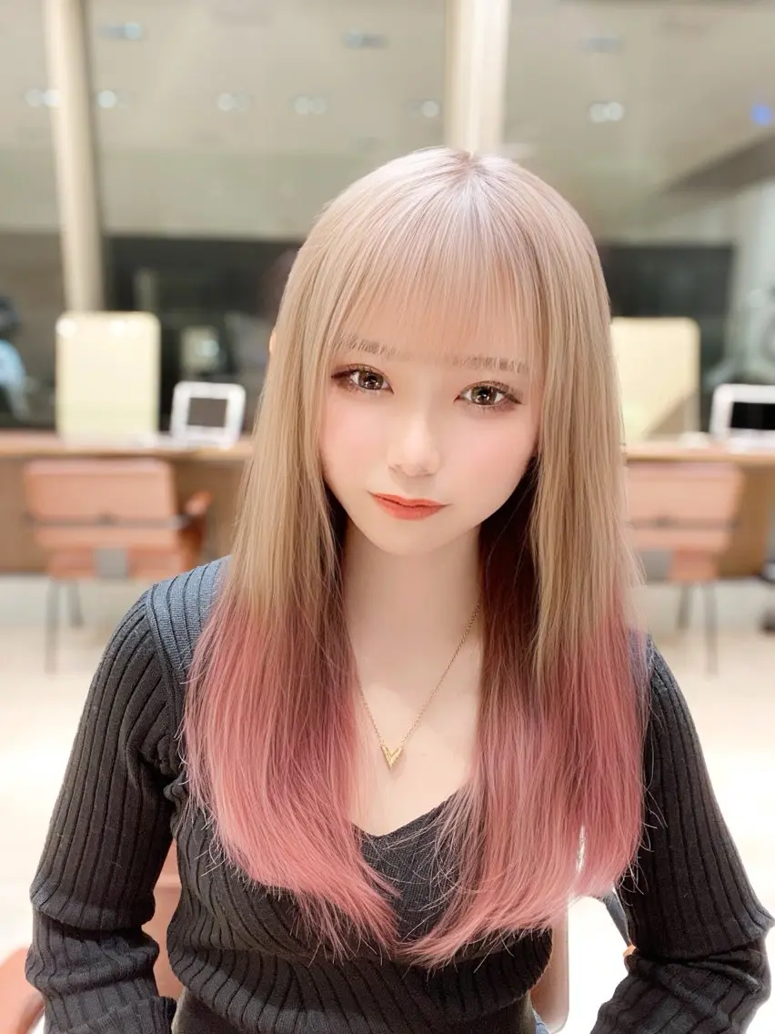 ミディアム カラー カット トリートメント 顔まわりの神様✨ 透明感カラー藤嶋秀幸のヘアスタイル