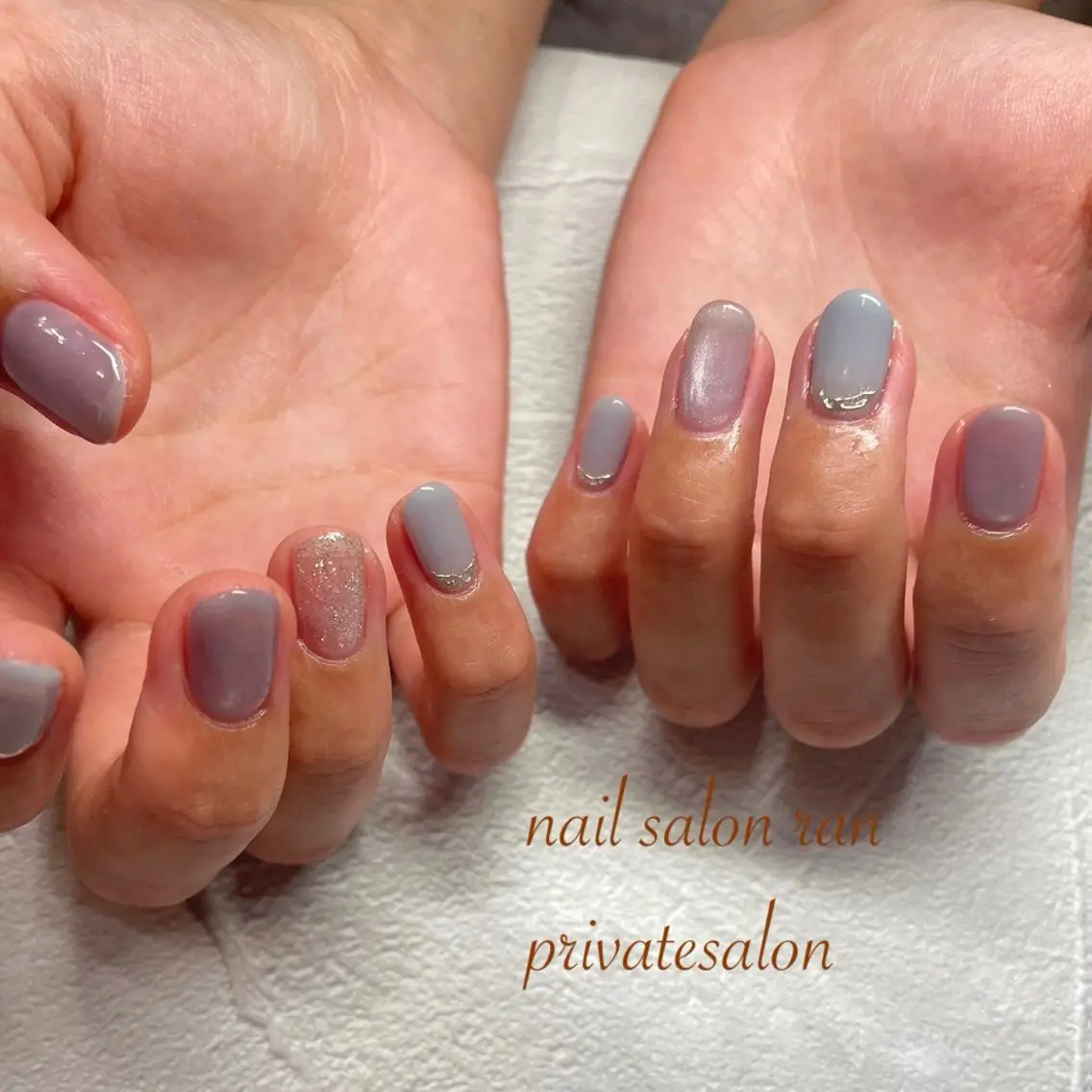 ネイル ブルー マグネットネイル ハンドネイル ハンドケア nailsalon ranのネイルデザイン