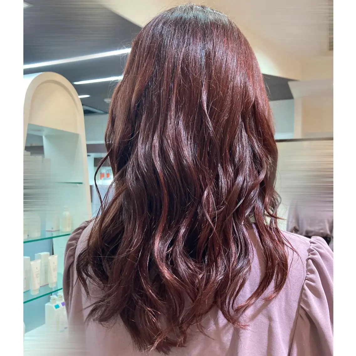 ロング カラー ブラウンカラー ピンクカラー ピンクブラウン しばた ゆらのヘアスタイル
