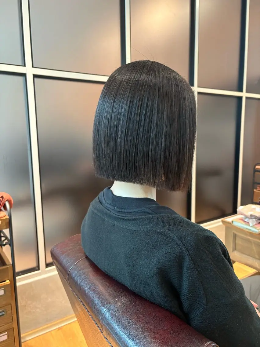 ショート ボブ 縮毛矯正 カット パーマモデル/梅田/ rinaのヘアスタイル