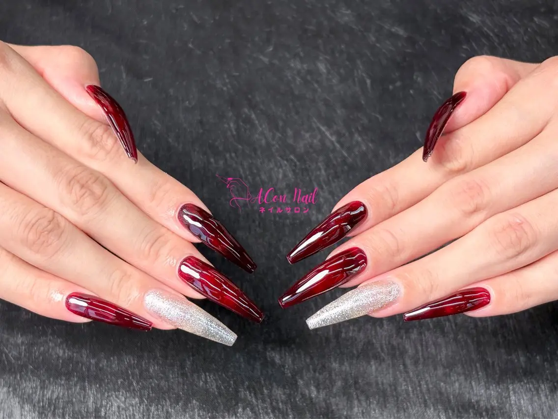 ネイル 桜ネイル 長さ出し フラワーネイル フレンチネイル ジェルネイル ハンドネイル ACon NailSalonのネイルデザイン