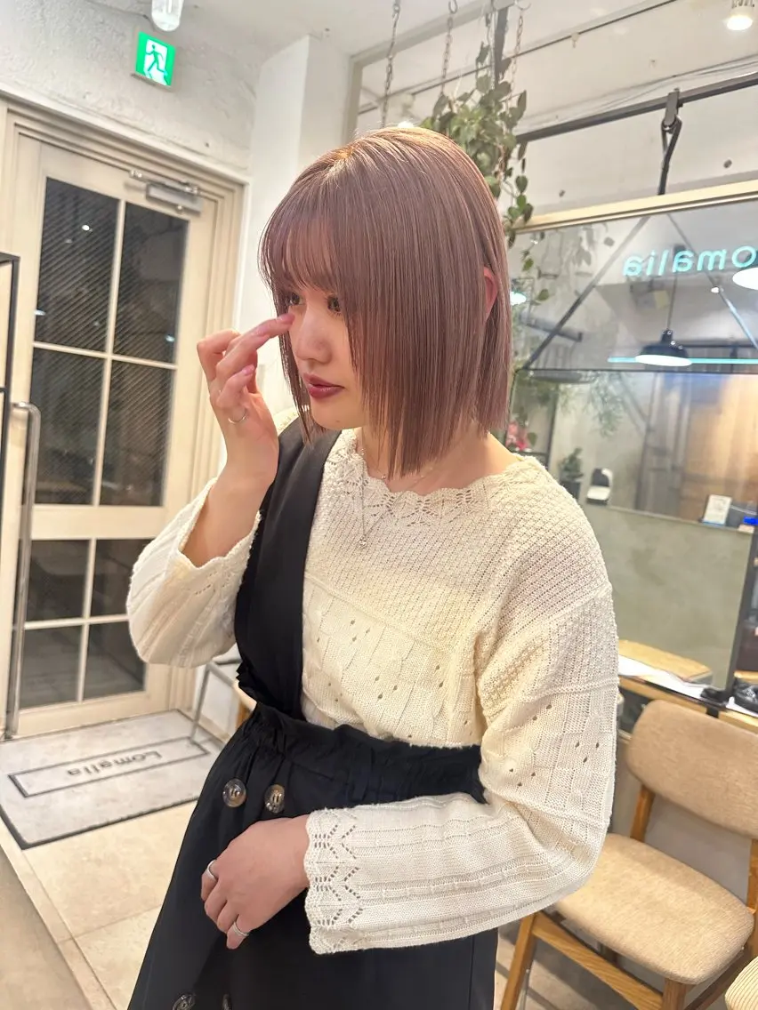 ショート カラー ベージュカラー ブリーチ ハイトーンカラー ブリーチなしカラー ピンクカラー REINA☁️透明感 カラー/ぷつっと♡のヘアスタイル