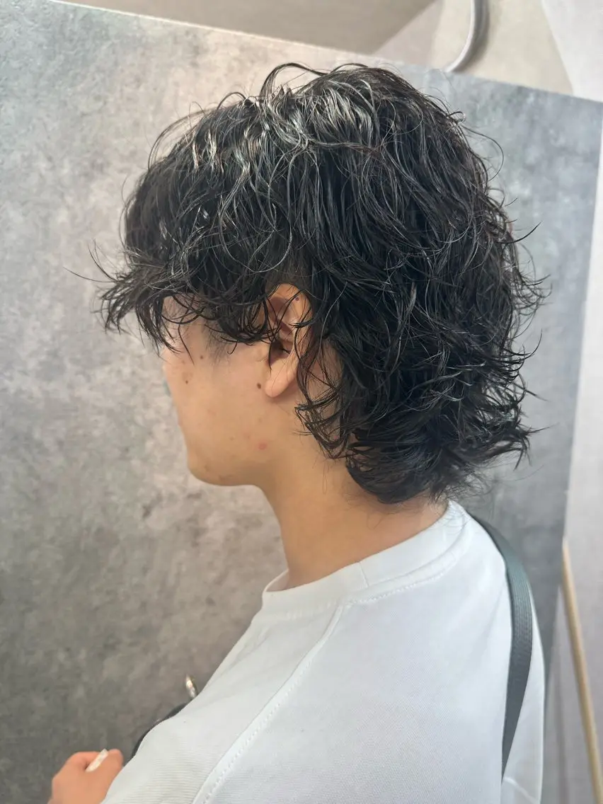 パーマ メンズ メンズウルフカット ウルフカット カット パーマ トリートメント Noyヨシモト ヒロトのヘアスタイル