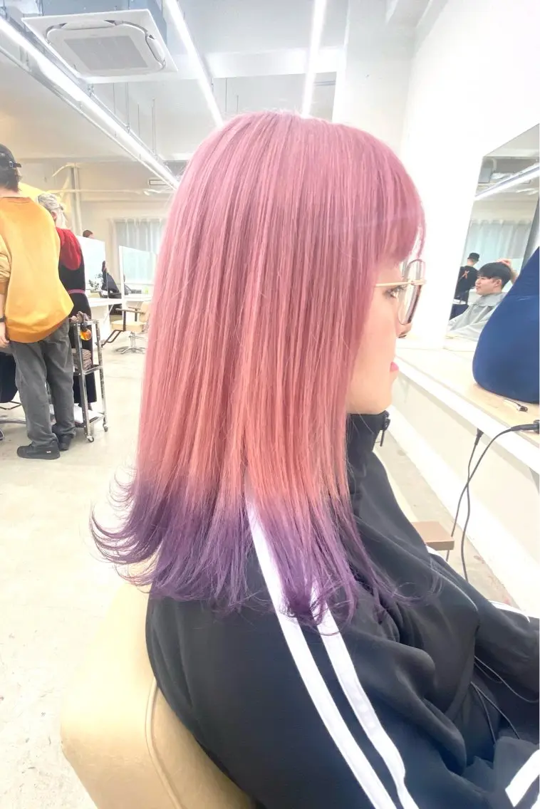 セミロング カラー ブリーチ デザインカラー ピンクカラー パープルカラー BOB🌟ハイトーン /ブリーチ/TAKUのヘアスタイル