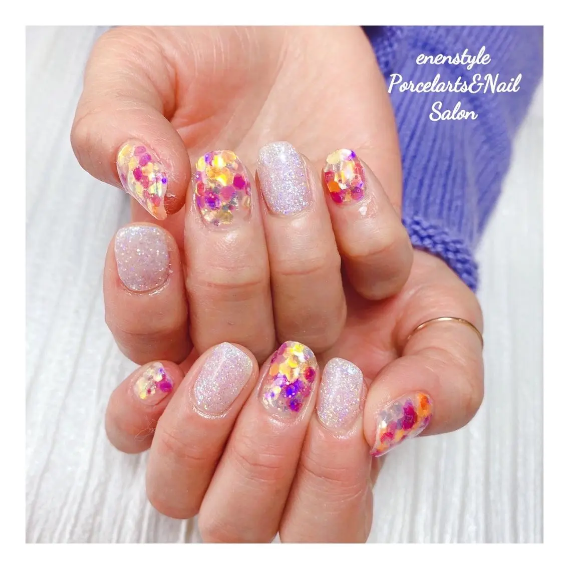 ミディアム ネイル 🐾enen style 🐾のネイルデザイン